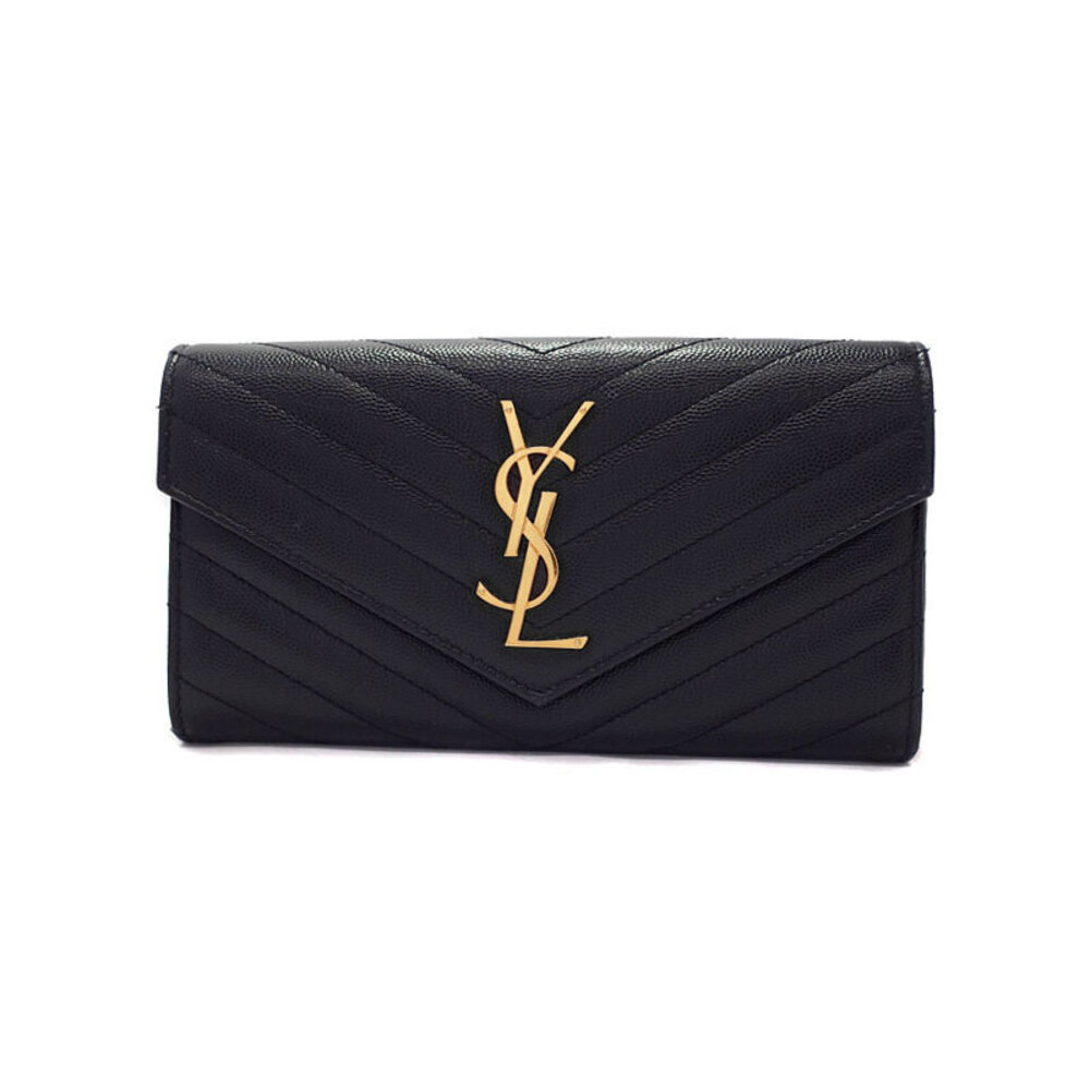 SAINT LAURENT Paris Monogram Flap Wallet Bi fold Long